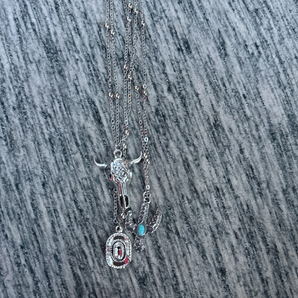 Silver Pendant Necklace with Turquoise Accent
